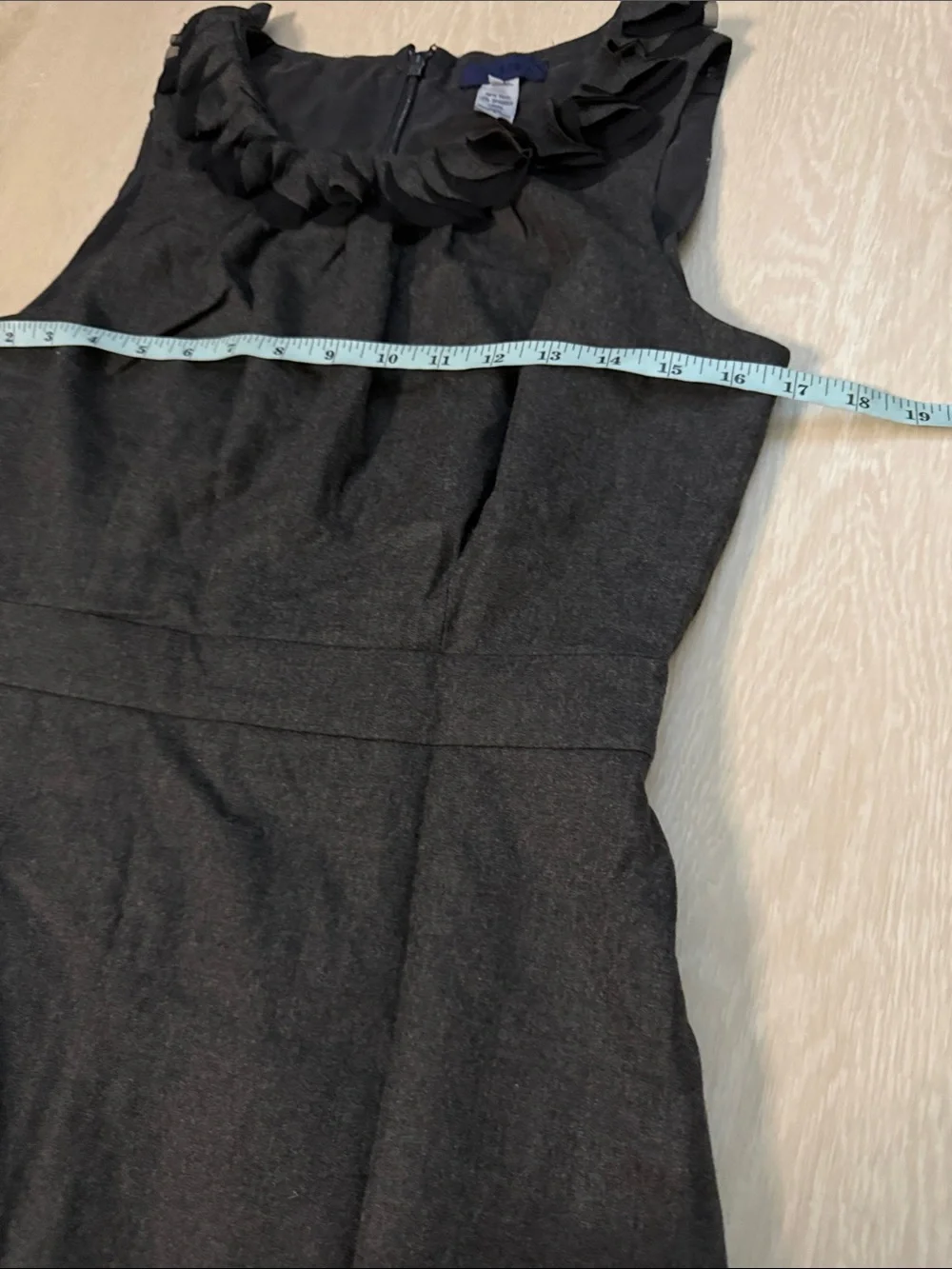 J. Crew Gray Wool Sleeveless Sheath Dress with Ruffled Collar